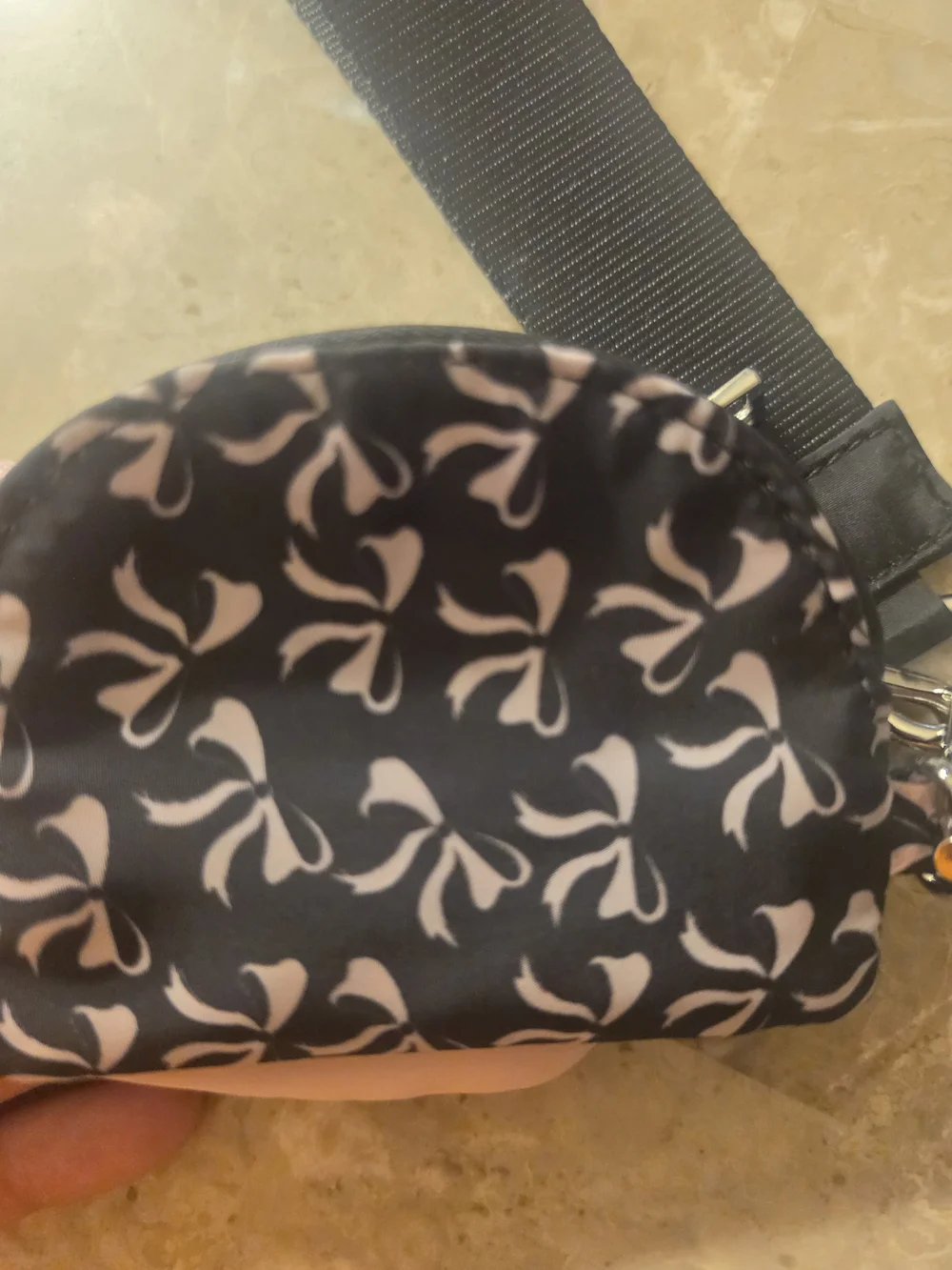 Pink & Black Bow Key Pouch Set with Wrist Strap